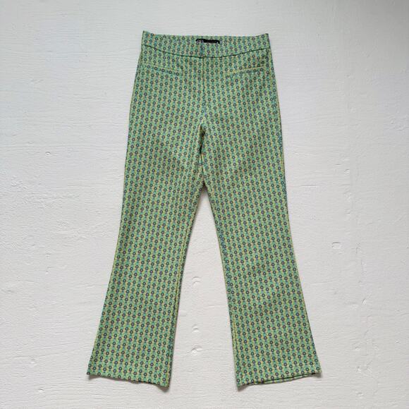 Zara Floral Slim Flare Trousers Pants, Size Small - Picture 1 of 6